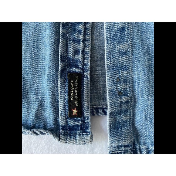 American Eagle Outfitters Chambray Denim Shirt Womens S Button Rare Vintage 90's - Picture 4 of 11